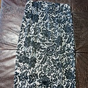 Black and White Lace Pencil Skirt
